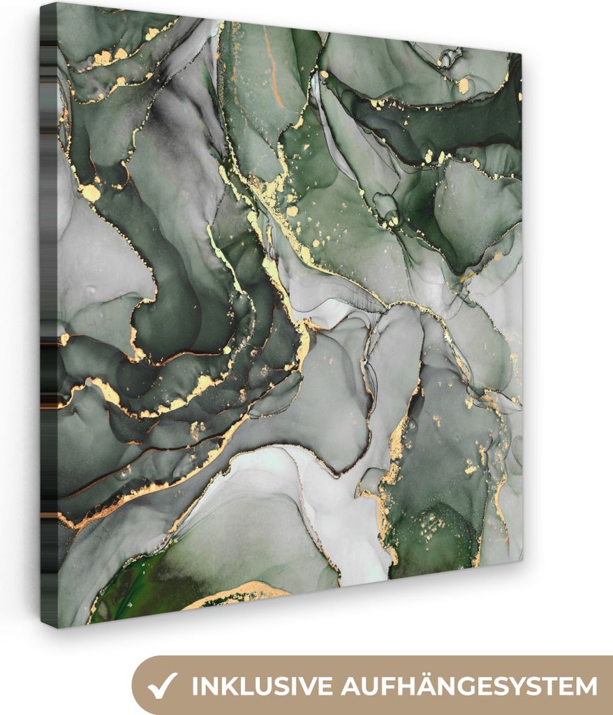 MuchoWow - Leinwandbilder - Luxus - Marmor - Grün, Wandbild, Wanddeko Bilder Wohnzimmer, 90x90 cm