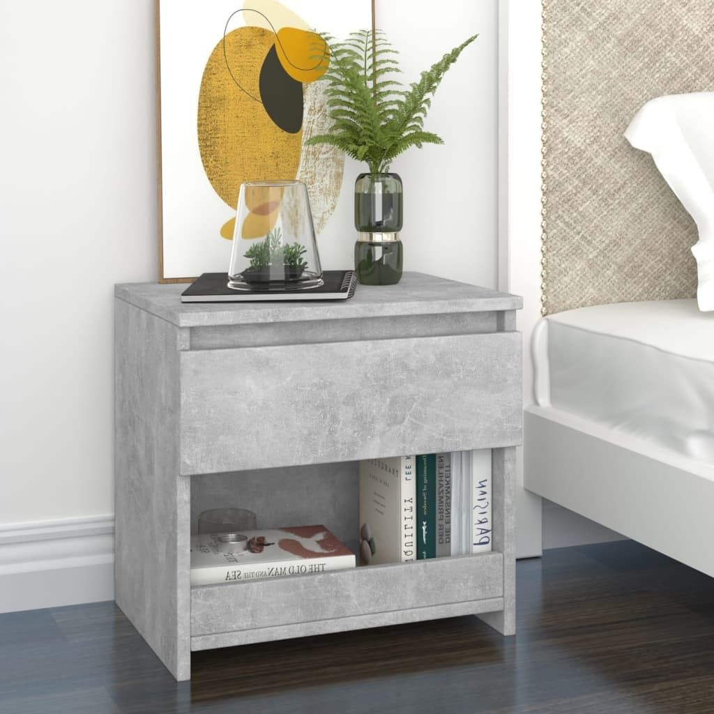 vidaXL Table de nuit gris béton 40x30x39 cm Bois composite Image du produit 