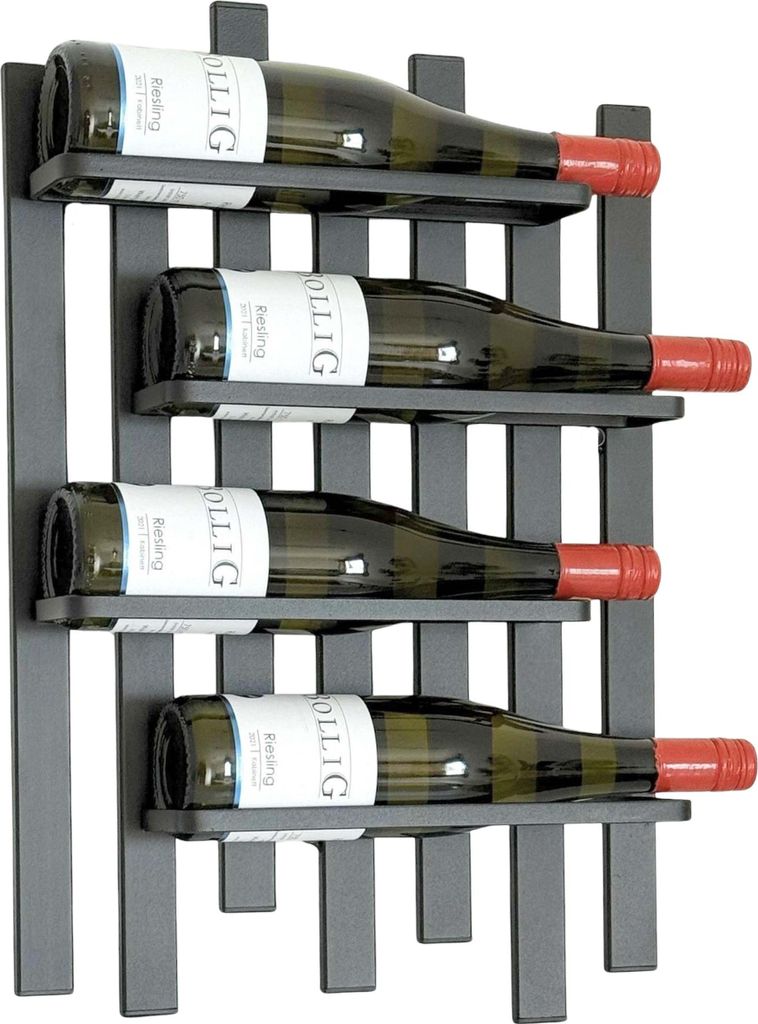 DanDiBo Weinregal Wand Metall Schwarz Modern 96691 Flaschenregal Schmal Wandmontage Wine Rack Weinflaschenhalter Weinhalter Flaschenhalter