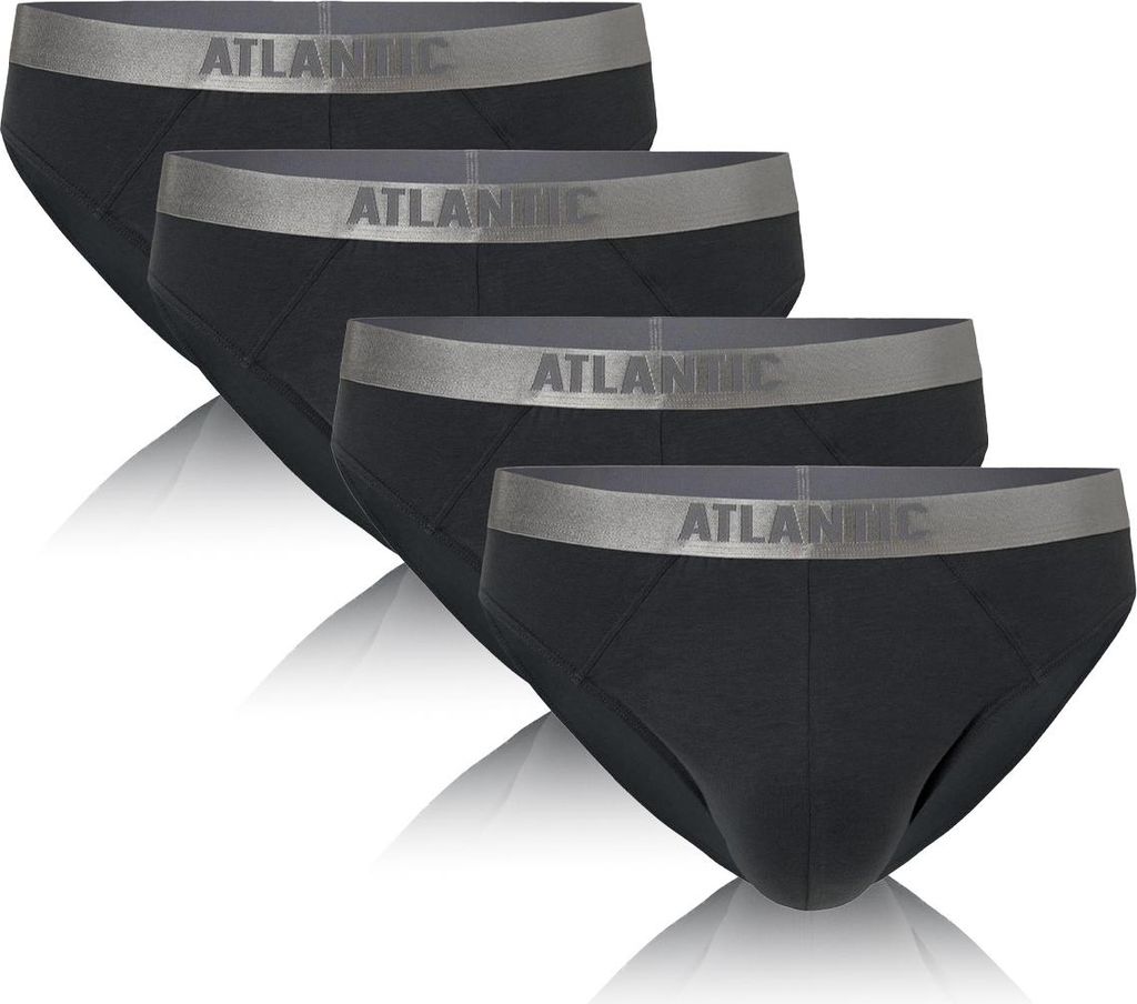 Atlantic Herren Slip Set - Bequeme Unterwäsche aus Pima Baumwolle und Modal, Sportlicher Schnitt, Ohne Muster, Graue Farbe, 4er Pack L