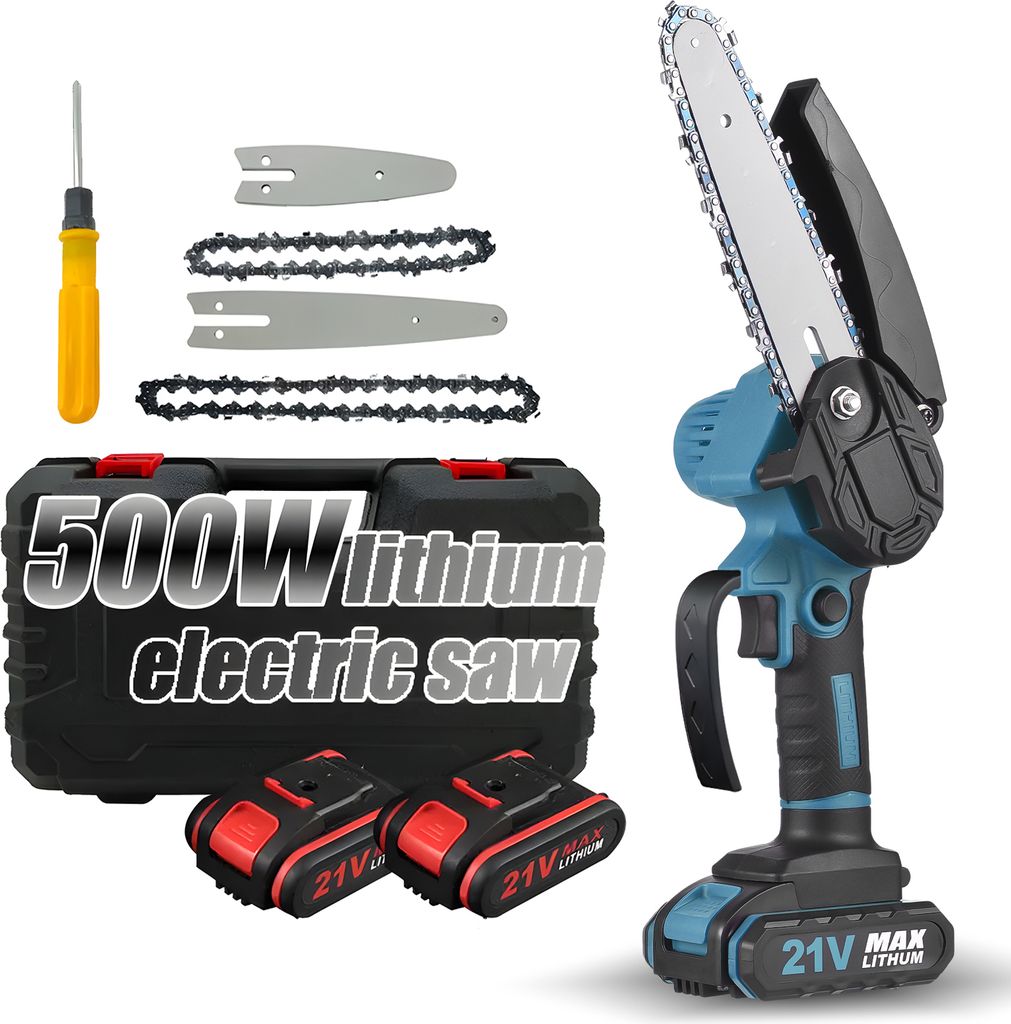 Mini-Kettensäge, 4 Zoll 6 Zoll 21V Elektro-Kettensäge, Akku Produktbild 
