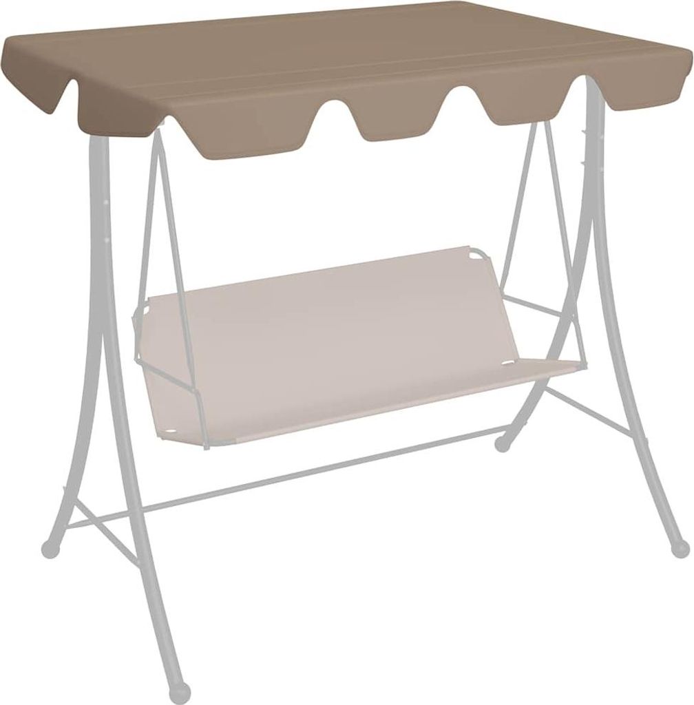 A taupe canopy for a Hollywood swing set, shown on a white background.