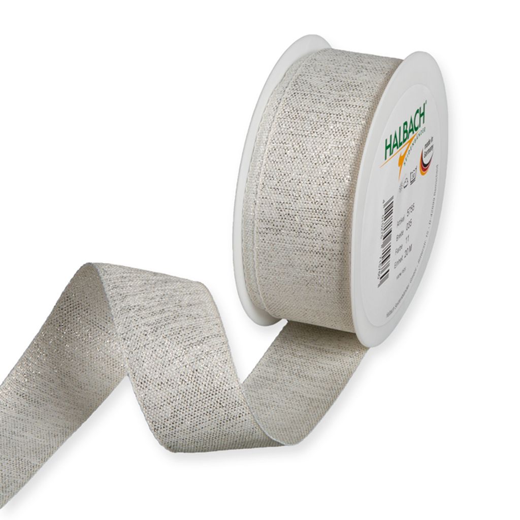 Lurexband 35 mm x 20m weiß-silber