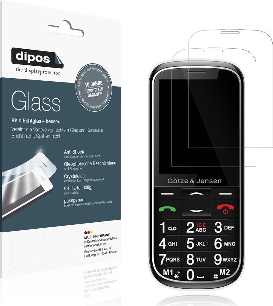 2x Schutzfolie für Gotze Jensen GFE39 - Anti-Shock 9H Folie dipos Glass Kunststoffglas