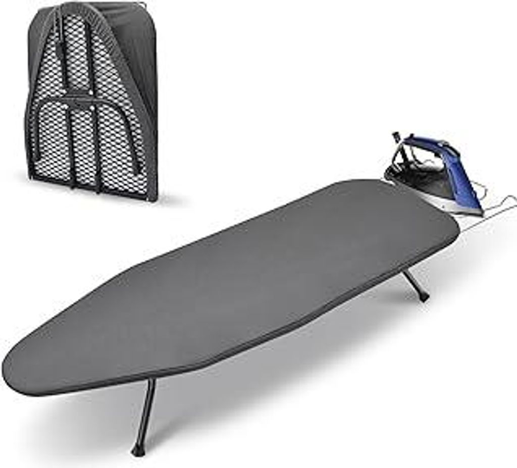 Bügelbrett Klappbar mit Eiserner Auflage, Ironing Board, Tischbügelbrett für Dampfbügelstation, Bügelbrett Wandmontage mit Anti-Rutschbeinen f...