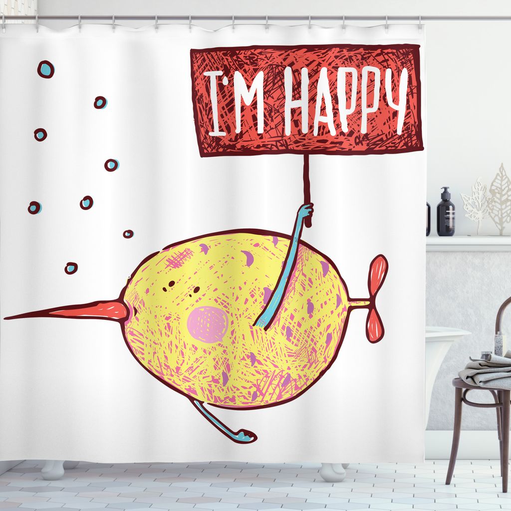 ABAKUHAUS Kids Duschvorhang, Humor Cartoon-Fisch-Baby, Wasser Blickdicht inkl.12 Ringe Langhaltig Bakterie und Schimmel Resistent, 175 x 240 cm, Me...
