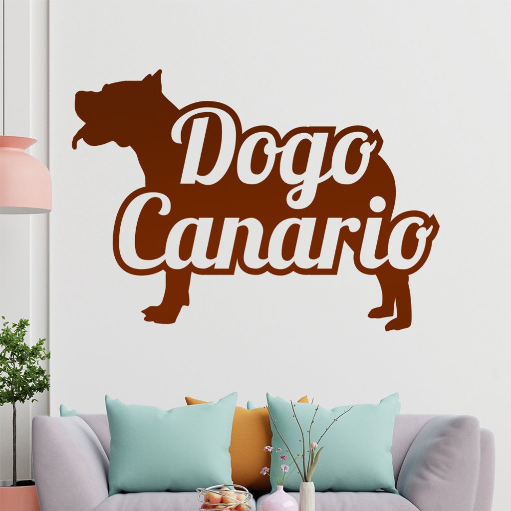 hauptsachebeklebt KIWISTAR Dogo Canario mit Name Silhouette Wandtattoo in 6 Größen - Wandaufkleber Wall Sticker - Dekoration, Küche, Wohnzimmer,...