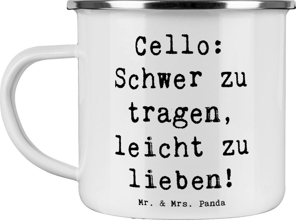 Mr. & Mrs. Panda Emaille Tasse Spruch Cello Liebe - Weiß - Geschenk, Solo, Teetasse, Klassische Musik, Streichinstrument, Becher, Haferl, Instrume...