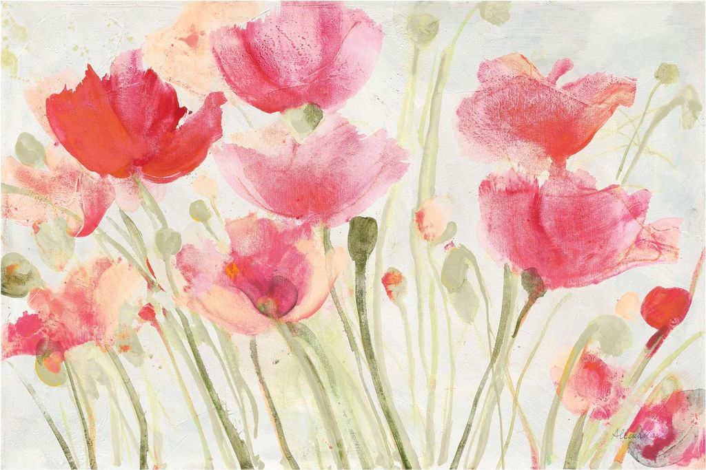 Fototapete Blumen - Vliestapete - Bildtapete UV-beständig Mohnblume bunt Aquarell Wandtapete geruchsfrei