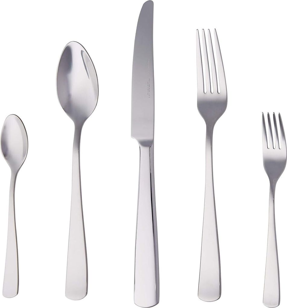 Essbesteck-Set mit Eckiger Rand, Edelstahl, 20 Stück Set, für 4 Personen, Silberfarben