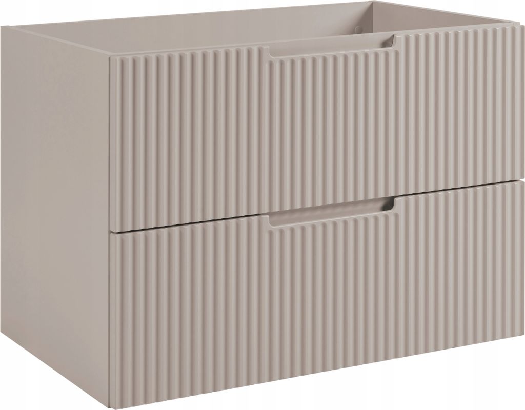 RODAN | Hänge Badschrank - 80 cm - Beige - Elegante MDF Fronten - Hängeschrank mit Schubladen - Badmöbel - Badmobel Holz