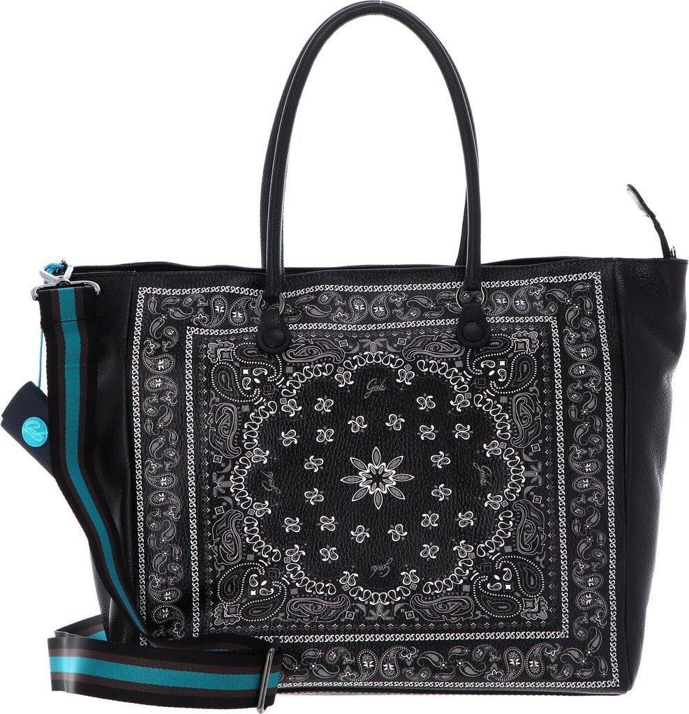Gabs Leder Shopper Schultertasche Riana TG Ruga Bandana Bowling Bag Nero schwarz