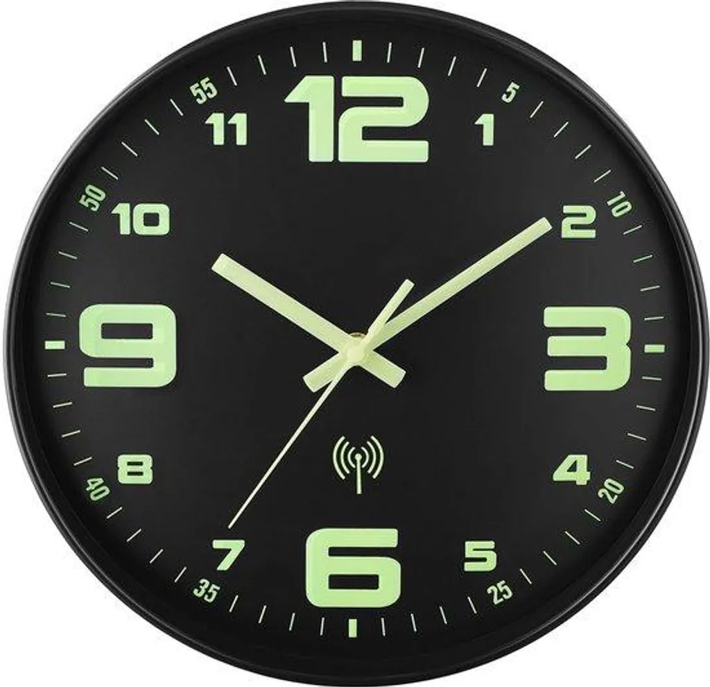 Horloge murale radiocommandée 30 cm en verre avec veilleuse - Modèle RCX