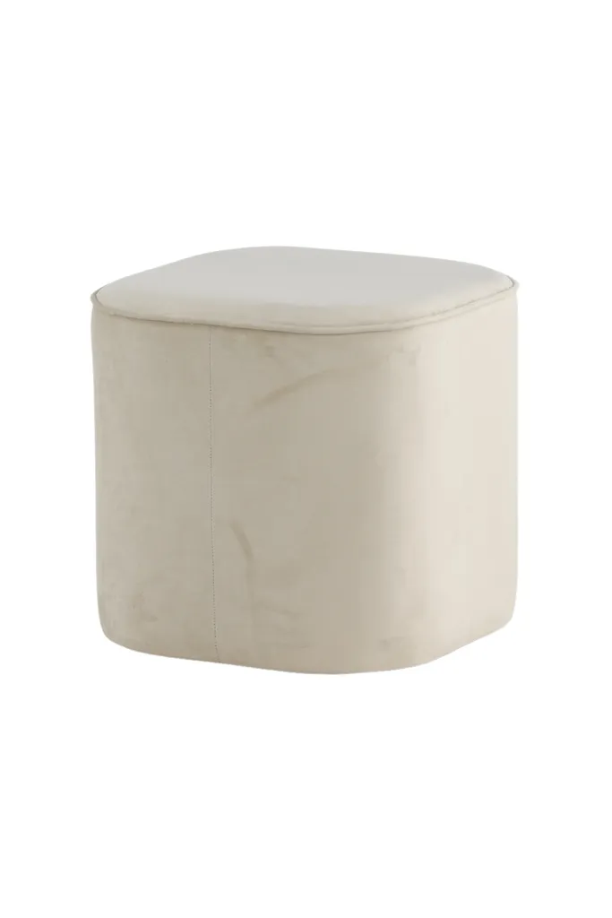 Pouf rond Ø44cm repose-pieds velours blanc assise d'appoint moderne - 2