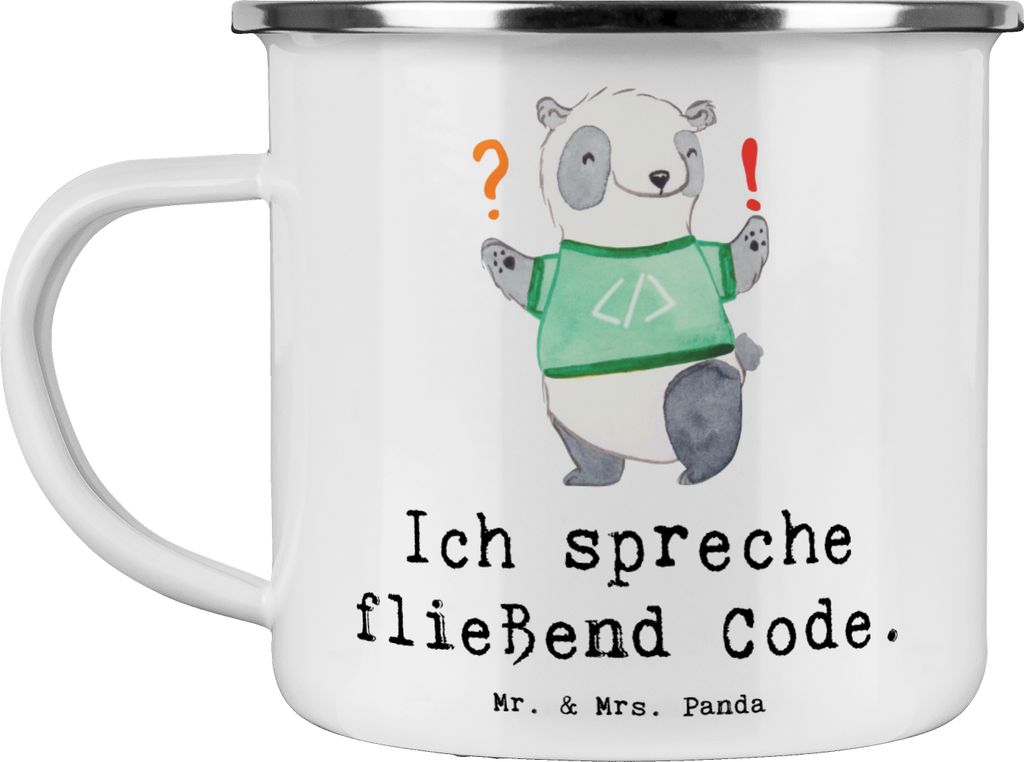 Mr. & Mrs. Panda Teetasse Code Meister - Weiß - Geschenk, Debugging, Emaille Becher, Pott, Programmierer, Berufsalltag, Berufsliebe, metallbecher,...