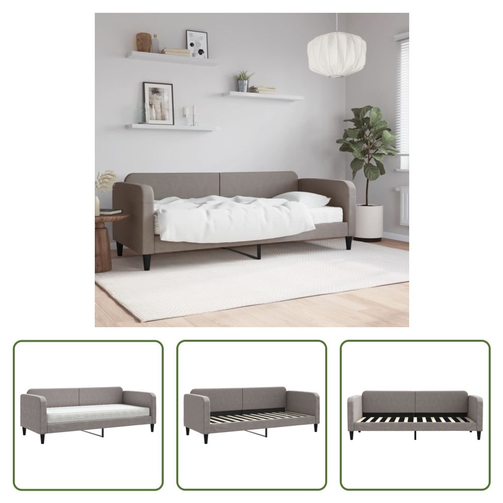 The Living Store Tagesbett mit Matratze Taupe 80x200 cm Stoff