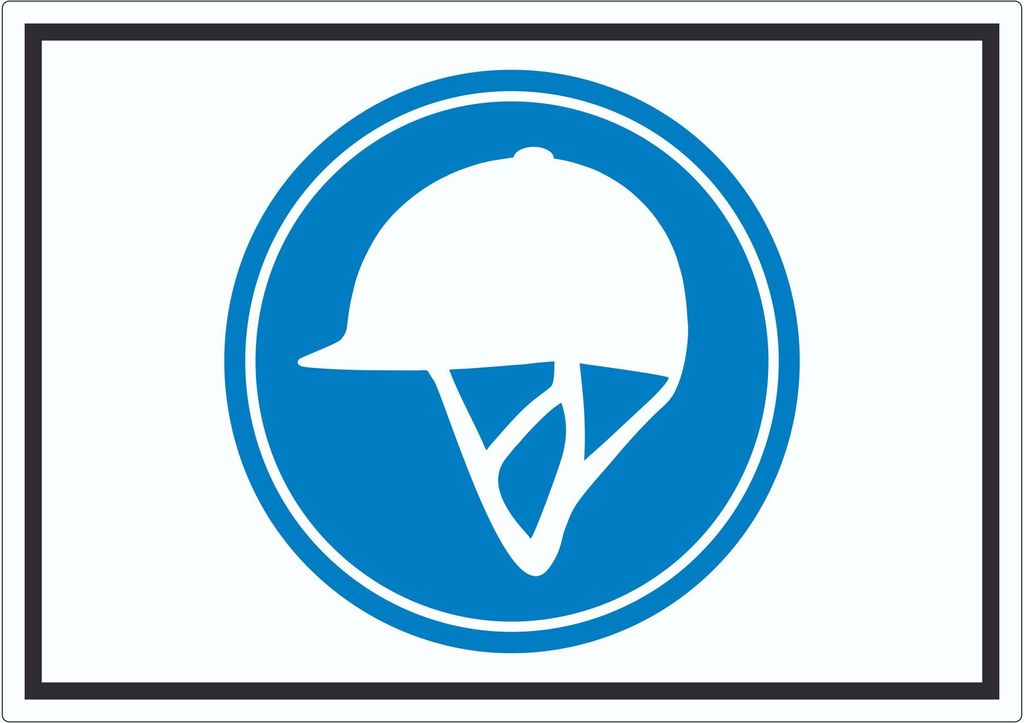 Reiten nur mit Helm Symbol Aufkleber A2 (420x594mm)