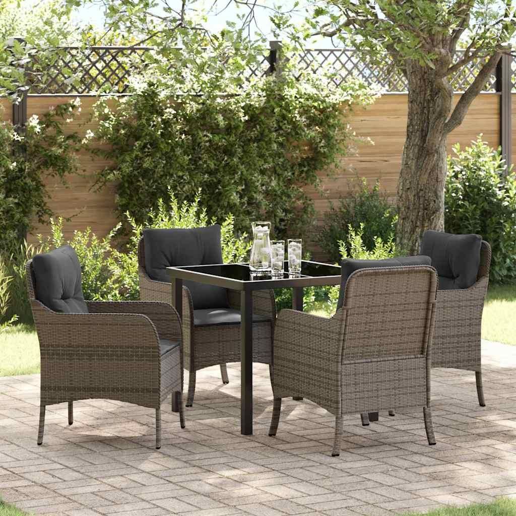 Maison Exclusive - Garten Essgruppe mit Kissen 5 pcs Grau Poly-Rattan