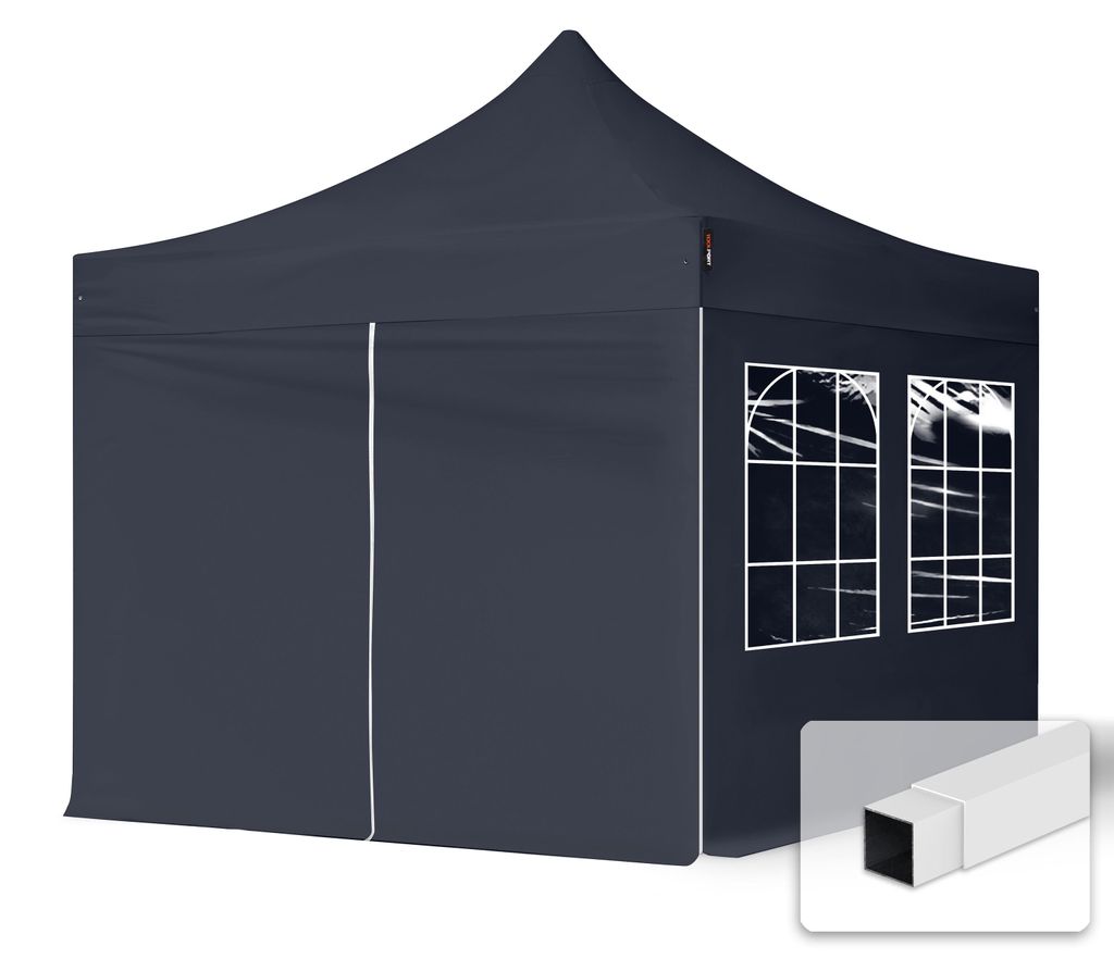 TOOLPORT 3x3 m Tonnelle pliante Acier, PES 700, côtés avec Image du produit 