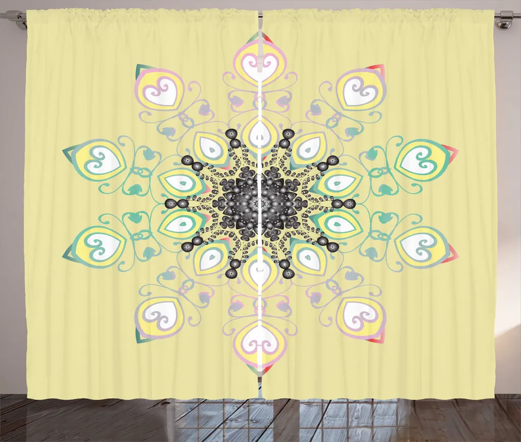Tenda Boho-Chic Mandala ABAKUHAUS 280x175cm - Effetto 3D e Ganci