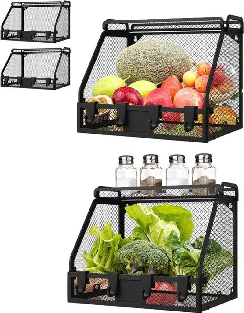 Rangement de cuisine empilable en fil de fer - Étagère murale modulable