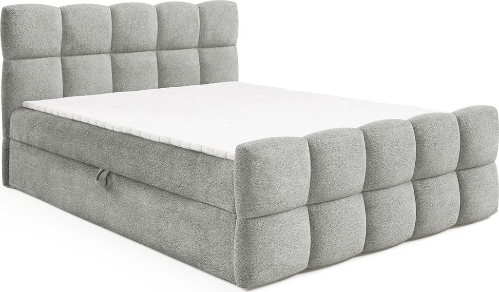 MEBLINI Boxspringbett mit Bettkasten - Gepolstert Doppelbett mit Matratze und Topper - Polsterbett mit Stauraum - Bett mit Kopfteil - Stauraumbett ...