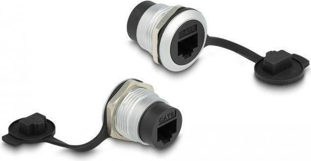 Delock RJ45 Cat.6 Einbaubuchse mit Staubschutzkappe