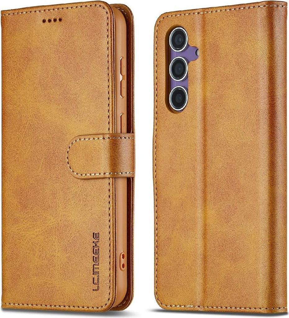 Samsung Galaxy S25 FE Hülle - LC.IMEEKE Luxus Klapphülle - Braun