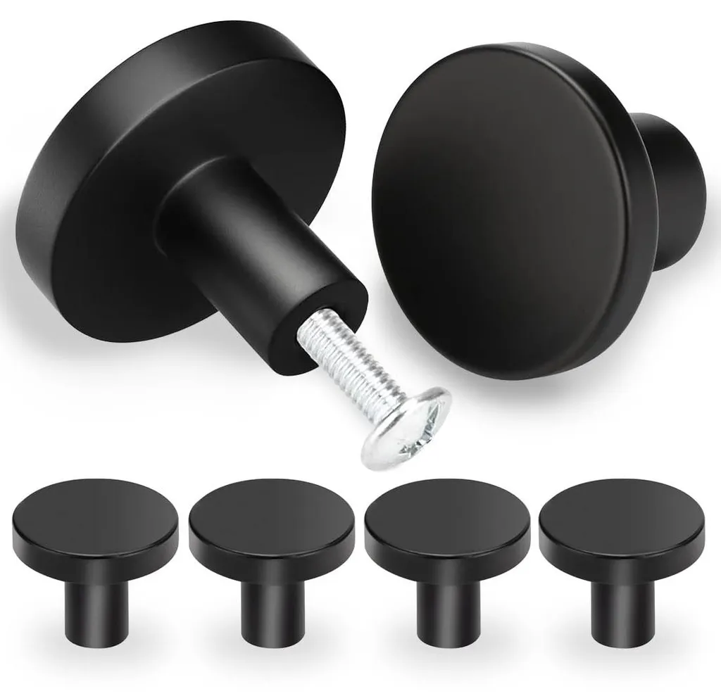 Bouton de meuble noir mat 25mm, poignée robuste en métal pour placard