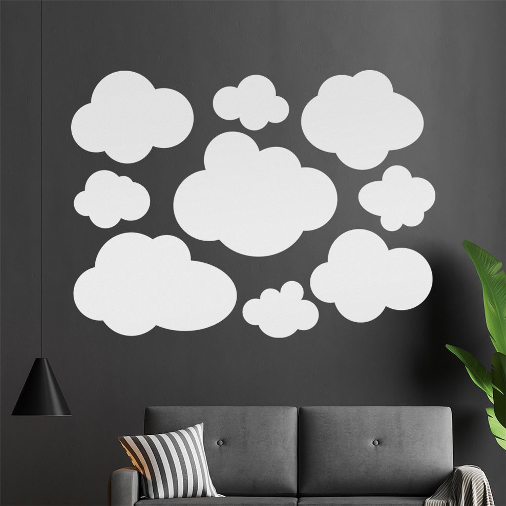 KIWISTAR Wolken frei plazierbar Wandtattoo in 6 Größen - Wandaufkleber Wall Sticker - Dekoration, Küche, Wohnzimmer, Schlafzimmer, Badezimmer