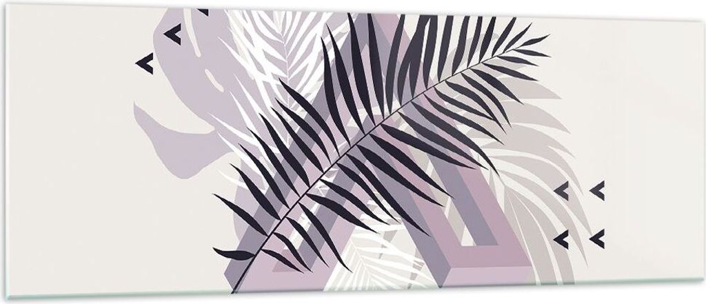 Bilder auf glas - Einteilig - Grafiken Blatt Buntstift - 140x50cm - Glasbilder - Wandbilder - Bilder - zum Aufhängen bereit - Wanddekoration aus G...