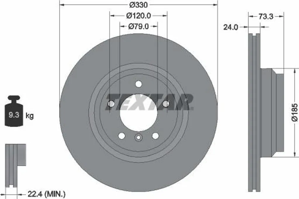 Disque de frein TEXTAR 92137805 pour BMW X1 E84 et Série 3 E90 E91 E92