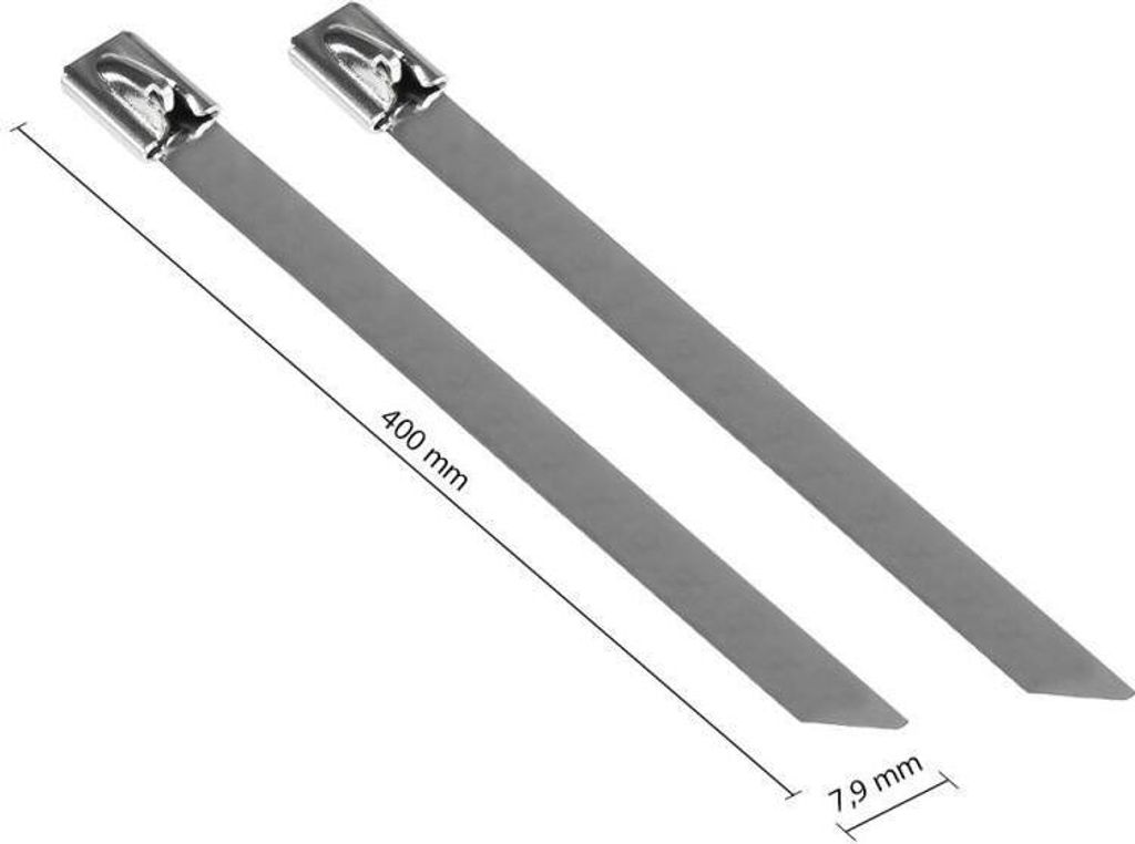 Edelstahl-Kabelbinder 400x7,9mm für extreme Temperaturen, 20 Stück