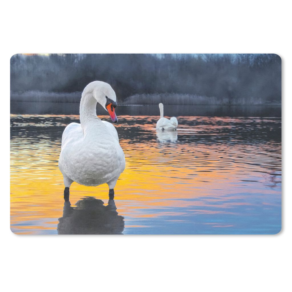 MuchoWow Mauspad Mousepad Schwan - Vogel - Sonnenuntergang - Wasser 27x18 cm - Mousepads - Maus Mat - Pad - Mausunterlage - Büroartikel - Desk M...