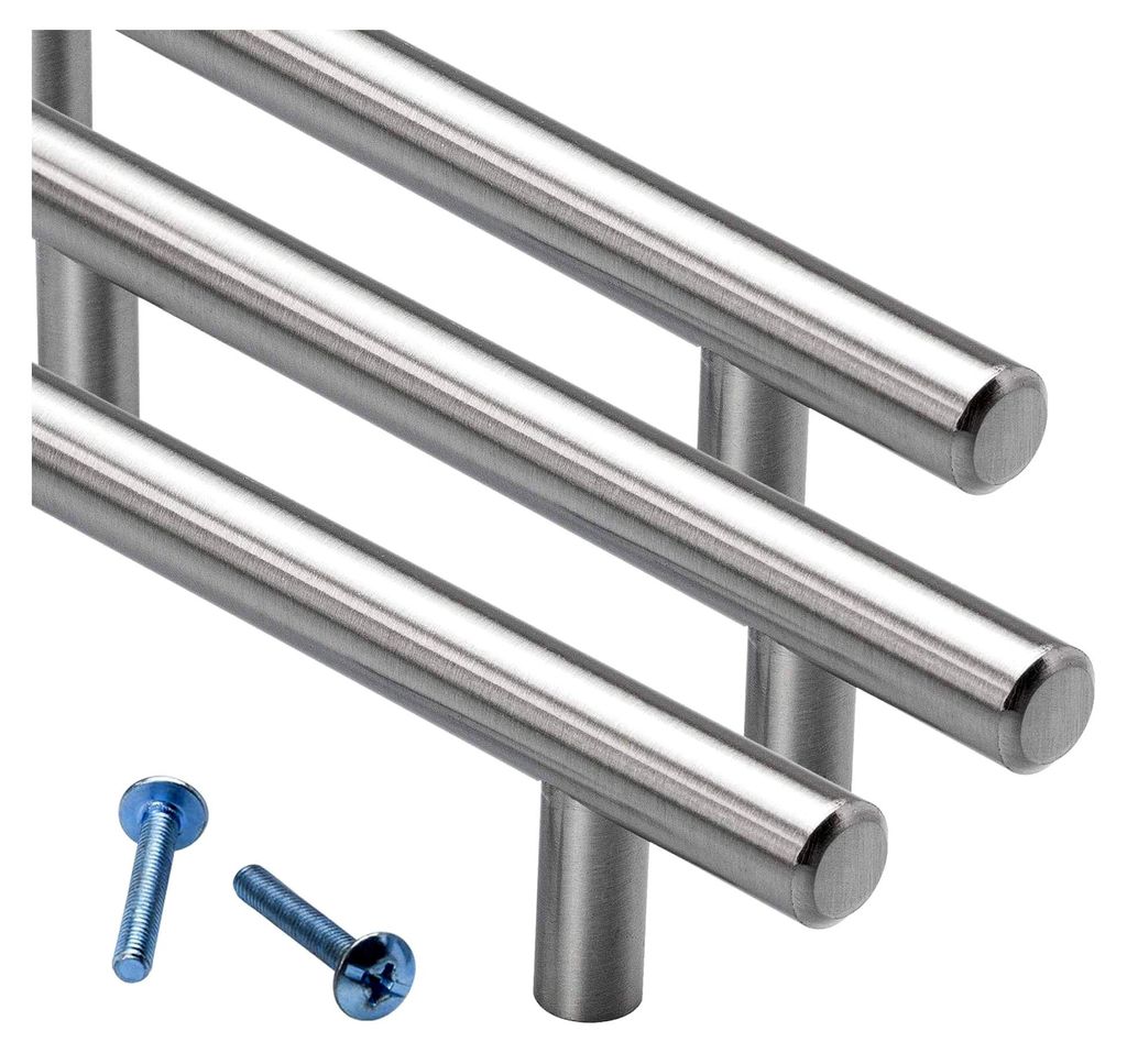 Möbelgriffe aus Edelstahl 480 mm Schrankgriffe silber massiv Ø10mm (1 Stück) Schubladengriffe Küchengriffe Stangengriff Handgriff Relinggriff