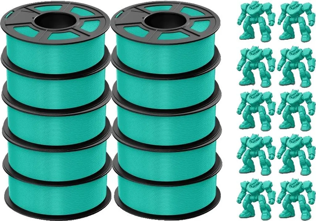 Filament PLA 1,75 mm Anti-Nœuds Lot de 10 Bobines Vert pour Rendu Lisse