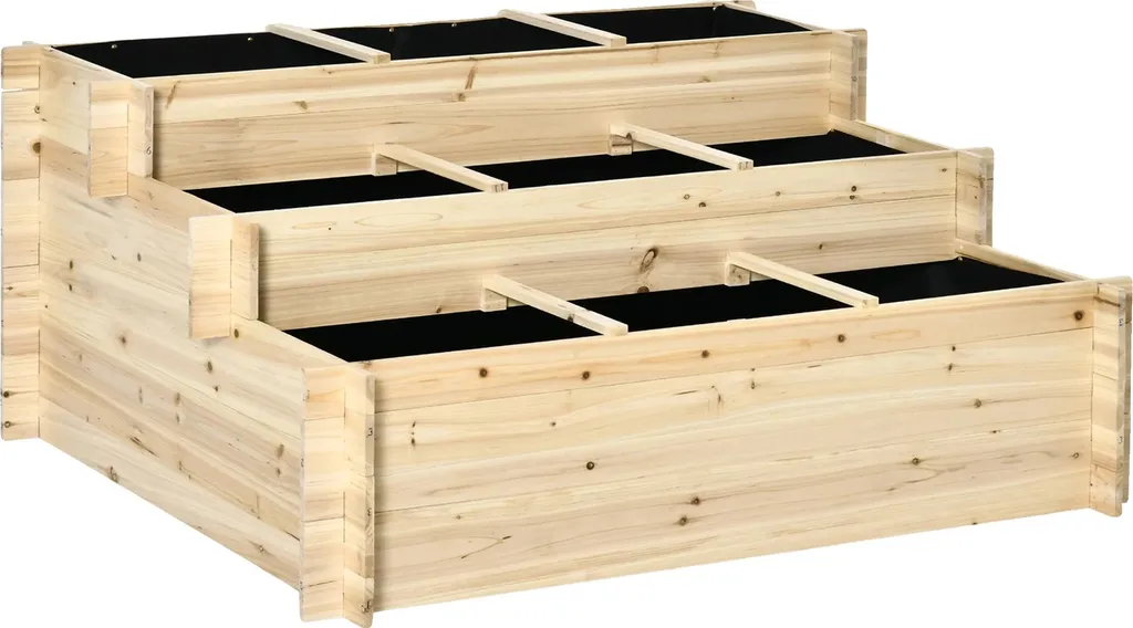 Support de Fleurs Triple Niveau en Bois Robuste 117cm de Largeur Pro