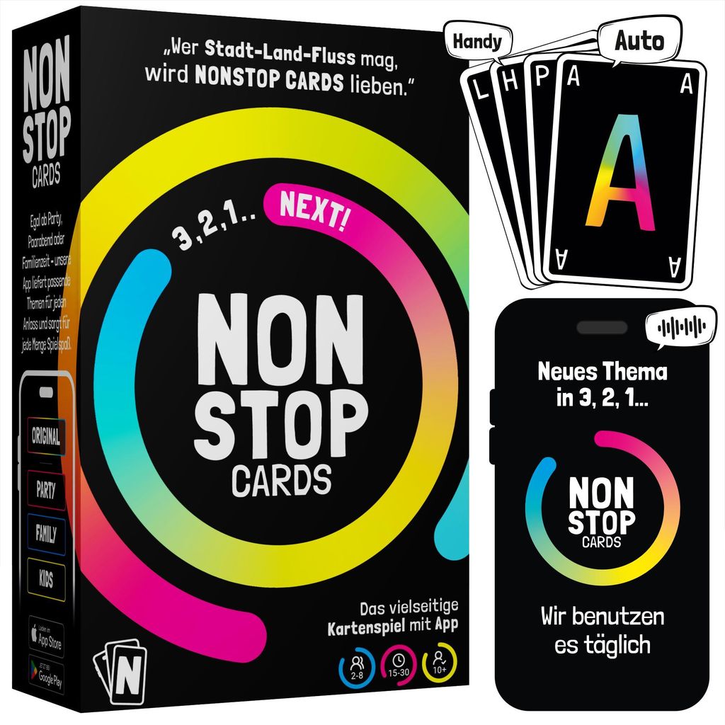 NONSTOP CARDS - Lustiges Kartenspiel mit App | Produktbild 