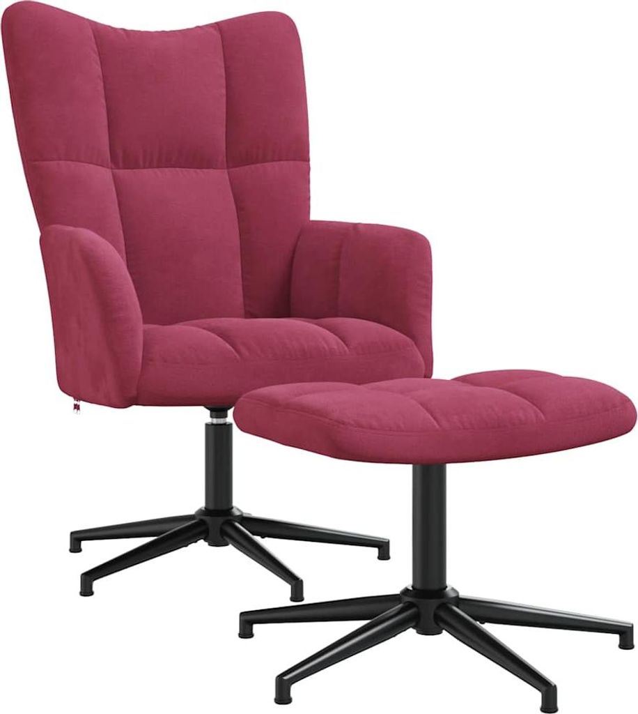 Relaxsessel mit Hocker Weinrot Samt