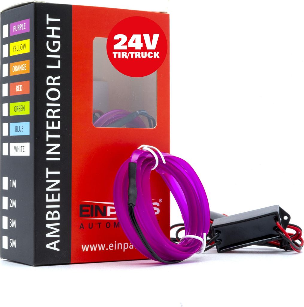 LED Auto Lichtleiter Umgebungslicht 24V Lila 1 Meter