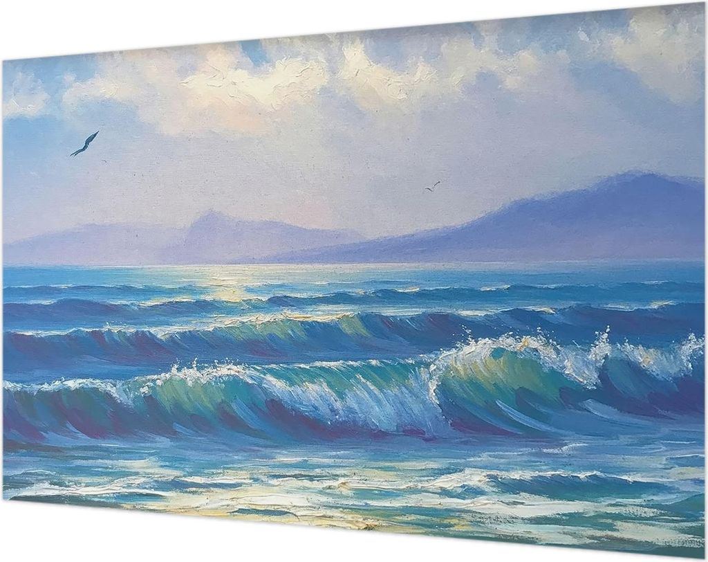 Wandtapete - Dekorative Tapete für Wohnzimmer- Tapetenfolie für Wanddekoration - 104x70 cm - Meereswellen