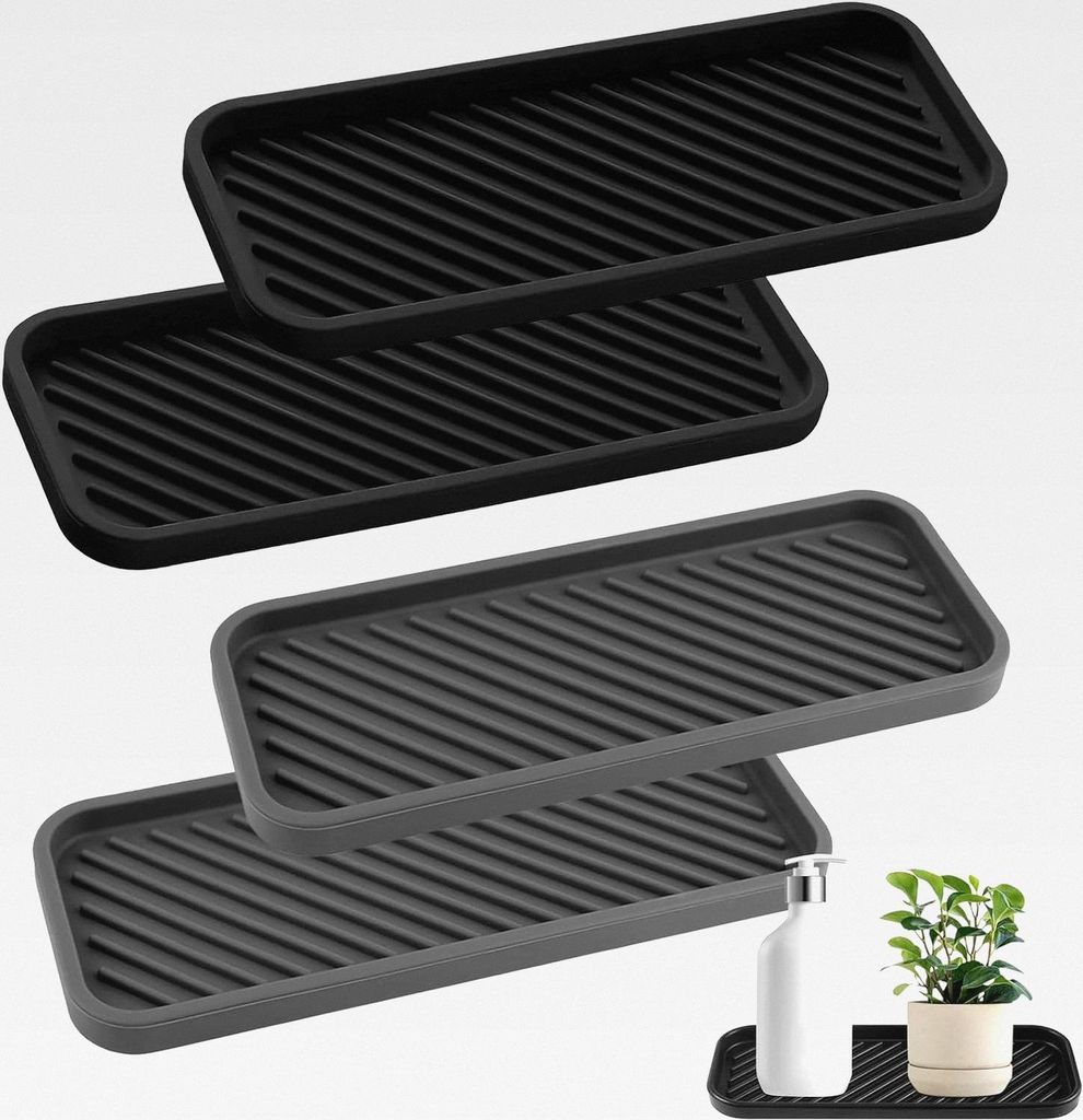 Silikon Abtropfmatte, 4 Stück SpüLe Organizer Schwammhalter SpüLbecken Weich Schmal Silikon Spülbecken Organizer für Schwämme Spülmittel Sei...