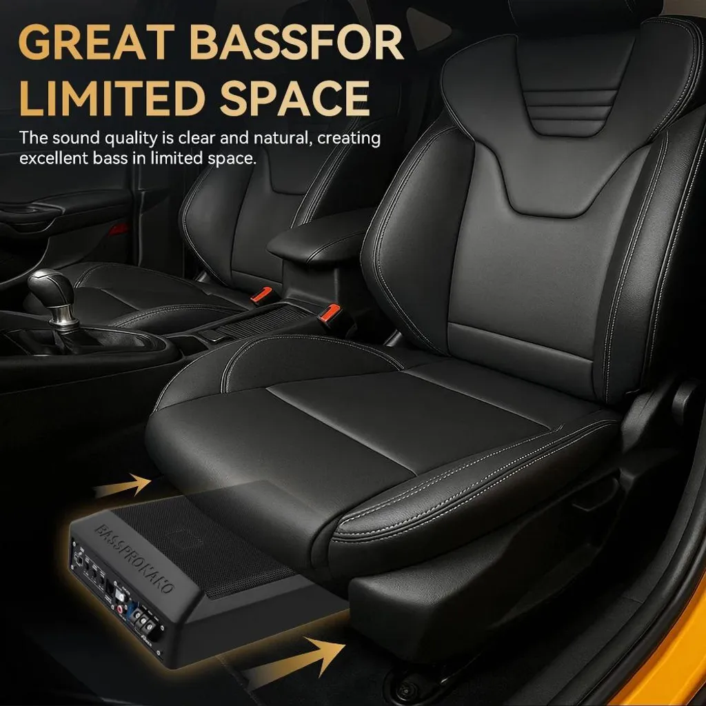Caisson de Basses Amplifié 600W Format Compact pour Coffre de Voiture 12V - 4