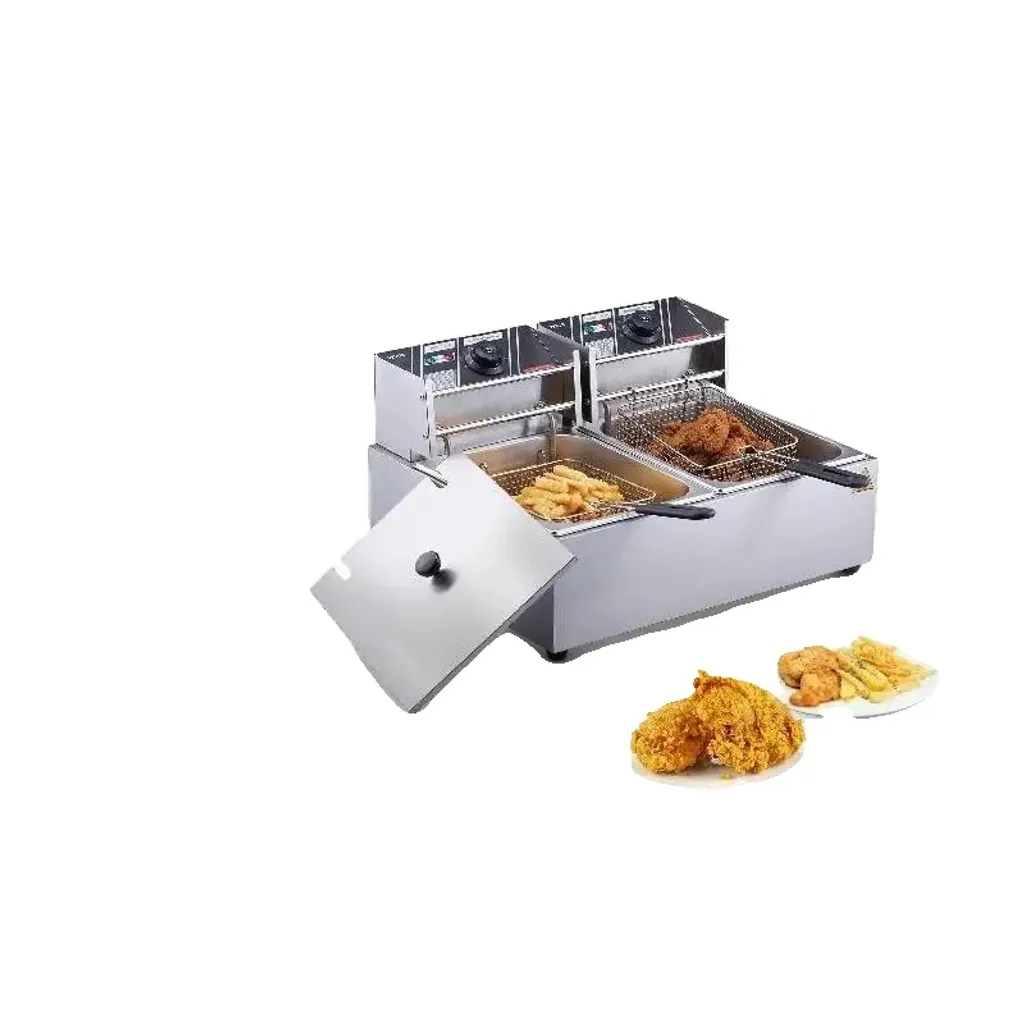 Friteuse professionnelle double bac 12 litres pour restauration rapide