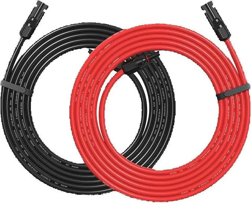 Câble photovoltaïque 10 AWG certifié TUV résistant aux UV noir rouge 30m