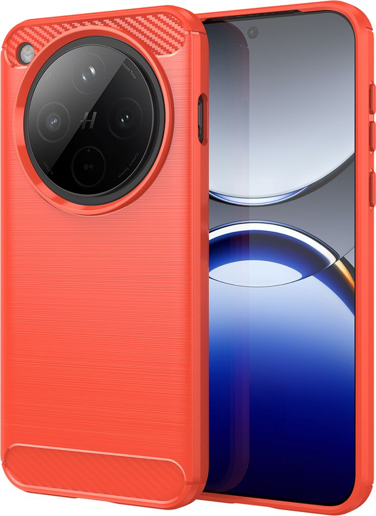 Hülle für OPPO Find X8 Carbon-Faser Weich TPU Silikon Stoßfest Handyhülle Rot