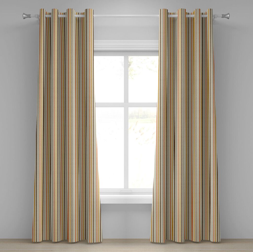 ABAKUHAUS Jahrgang Ösenvorhang, Retro nostalgische 60er Jahre 70er Jahre Mode Streifen vertikale Muster Vintage, Dekorative 2-Panel-Fenstervorhän...