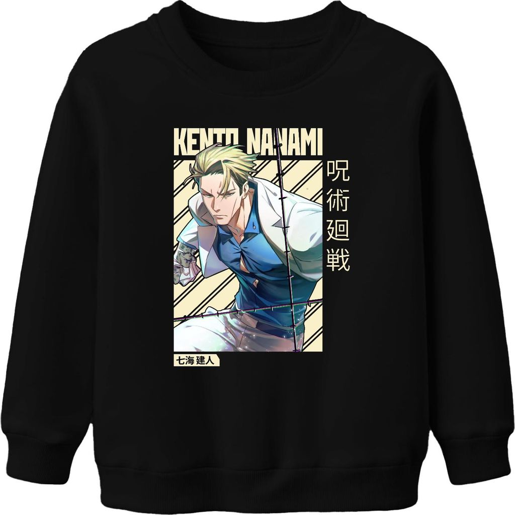 Kento Nanami Jujutsu Kaisen Anzug Krawatte Anime Geschenk Vintage Uni Kinder Sweatshirt Pullover, Schwarz, 116