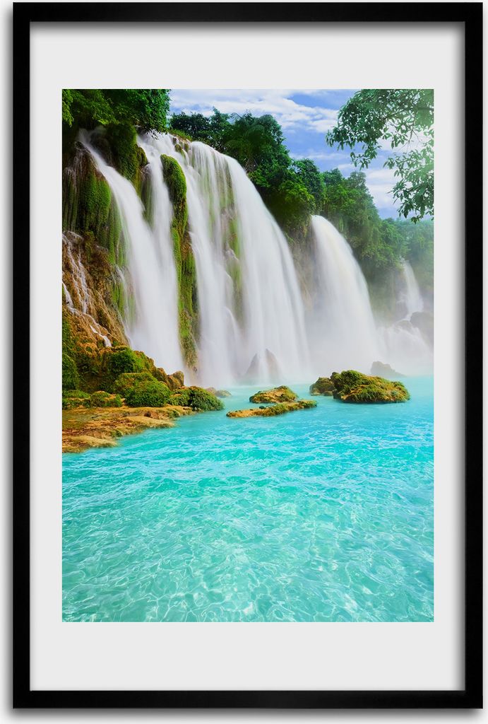 Bild - Bilderrahmen - 40 cm x 60 cm - MDF - Rahmen - Wandkunst - Wasserfall