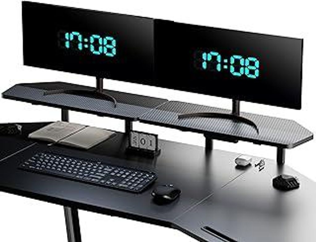 EUREKA ERGONOMIC Dual Monitor Ständer, Monitorständerer Monitor Erhöhung Schreibtisch für Desktop, Schreibtisch-Organizer für Monitor und Druc...